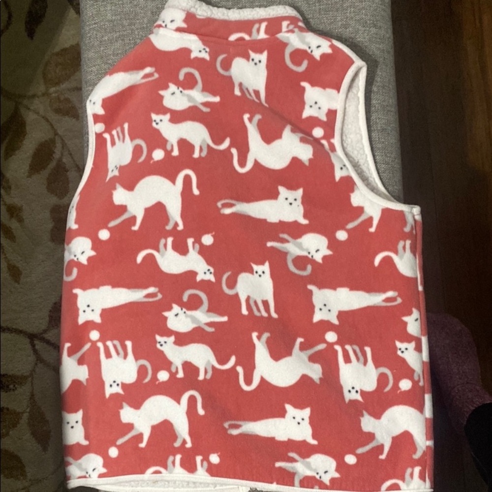 Pink Cat Patterned Sherpa Vest - Picture 2 of 3